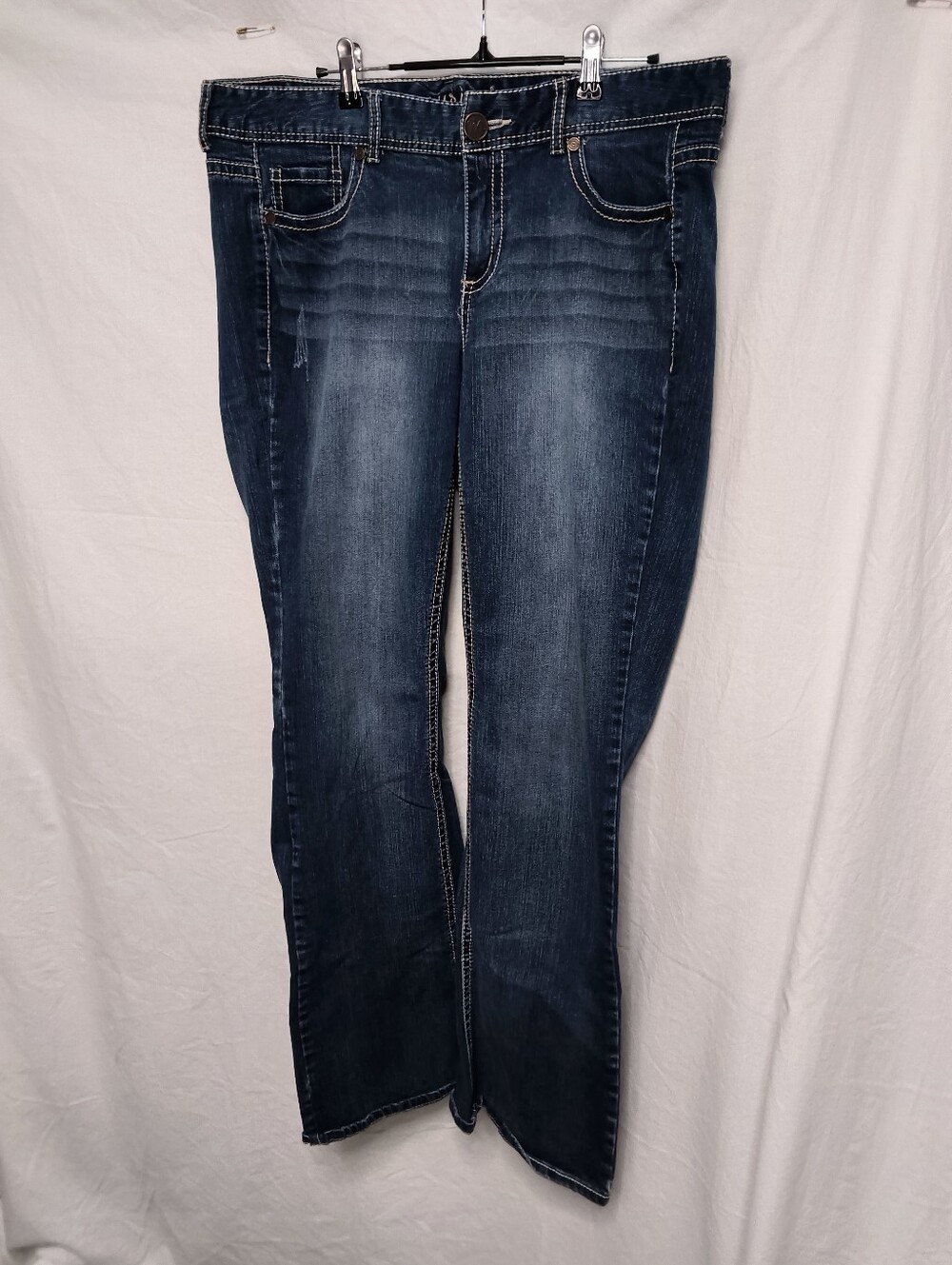 Maurices Faded Dark Blue Bootcut Jeans 16 LONG